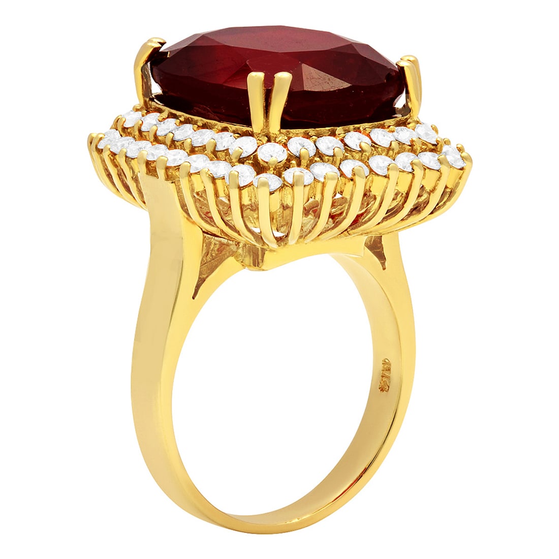 14k Yellow Gold 15.10ct Ruby 1.50ct Diamond Ring - 2