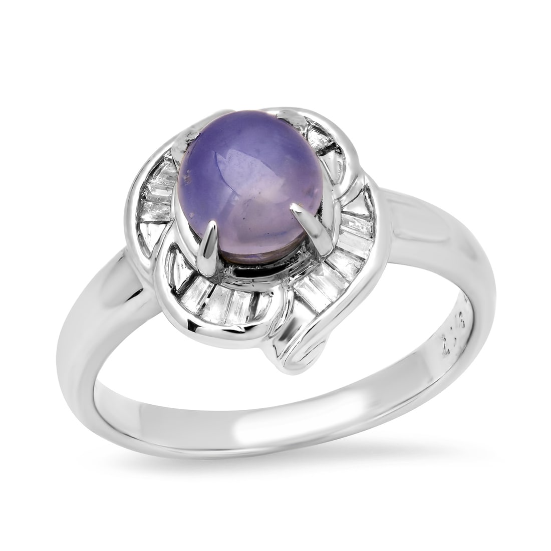 Platinum Setting with 3.17ct Star Sapphire and 0.21ct Diamond Ladies Ring: Retail: $5,100.00 ****** Platinum Setting with 3.17ct Star Sapphire and 0.21ct Diamond Ladies Ring ****** Size: 7 (we offer free resizing to winning bidders) / Metal: Platinum / Total Item Weight: