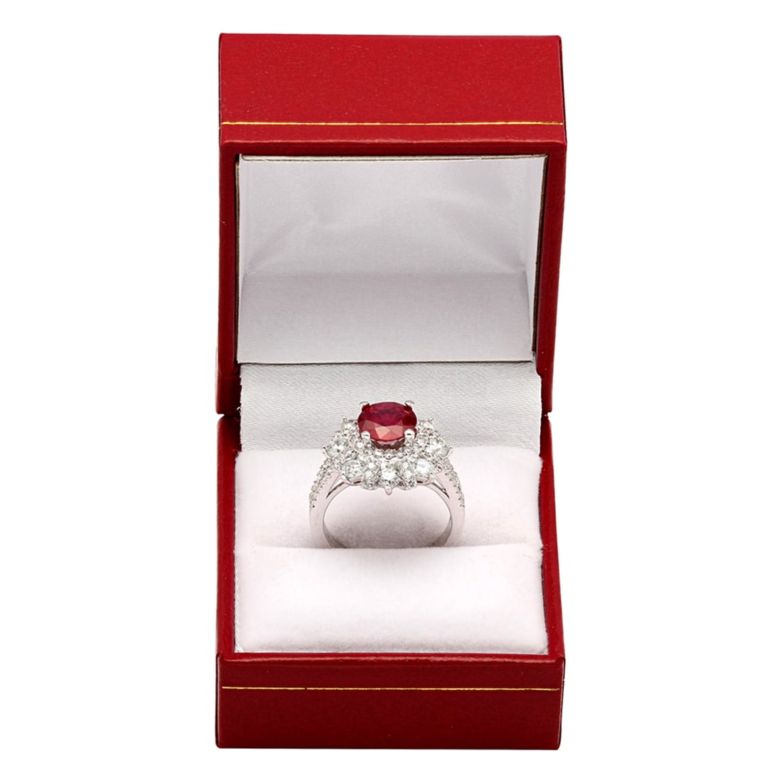14k White Gold 2.20ct Ruby 1.88ct Diamond Ring - 3