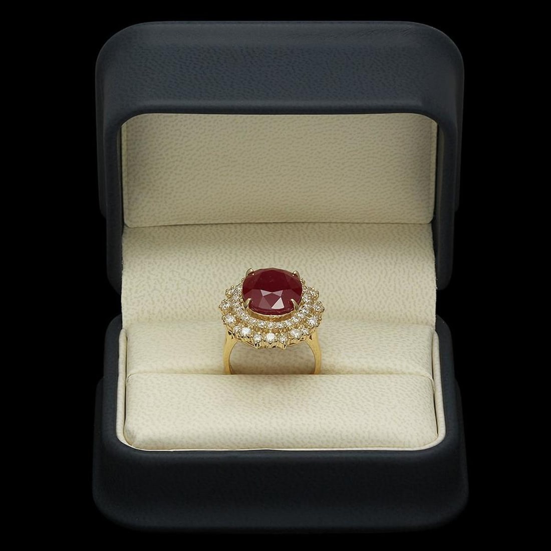 14K Yellow Gold 13.02ct Ruby and 1.57ct Diamond Ring - 4