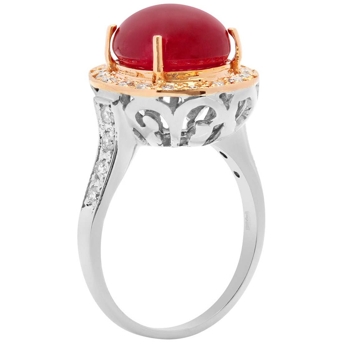 14k White & Rose Gold 8.62ct Ruby 0.62ct Diamond Ring - 2