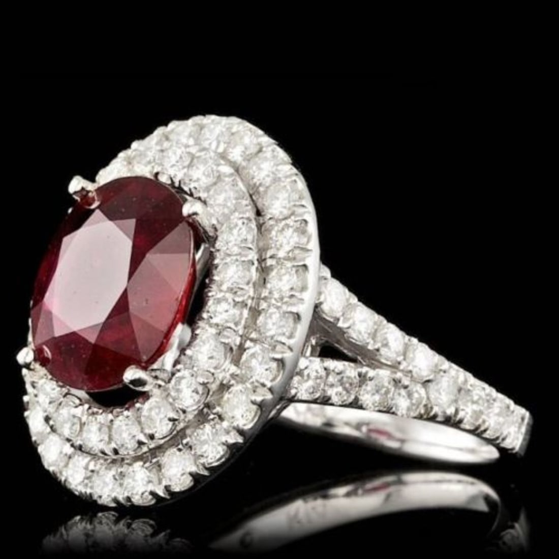 14K White Gold 5.67ct Ruby and 2.12ct Diamond Ring - 2