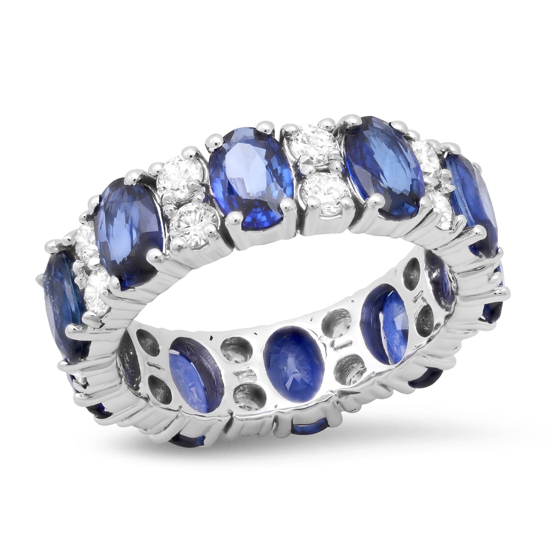 14K White Gold Setting with 5.37ct Sapphire and 1.21ct Diamond Band: Retail: $8,227.00 ****** 14K White Gold Setting with 5.37ct Sapphire and 1.21ct Diamond Band ****** Size: 7 / Metal: 14K White Gold / Total Item Weight: 5.4 Grams / Country Made: United States / /