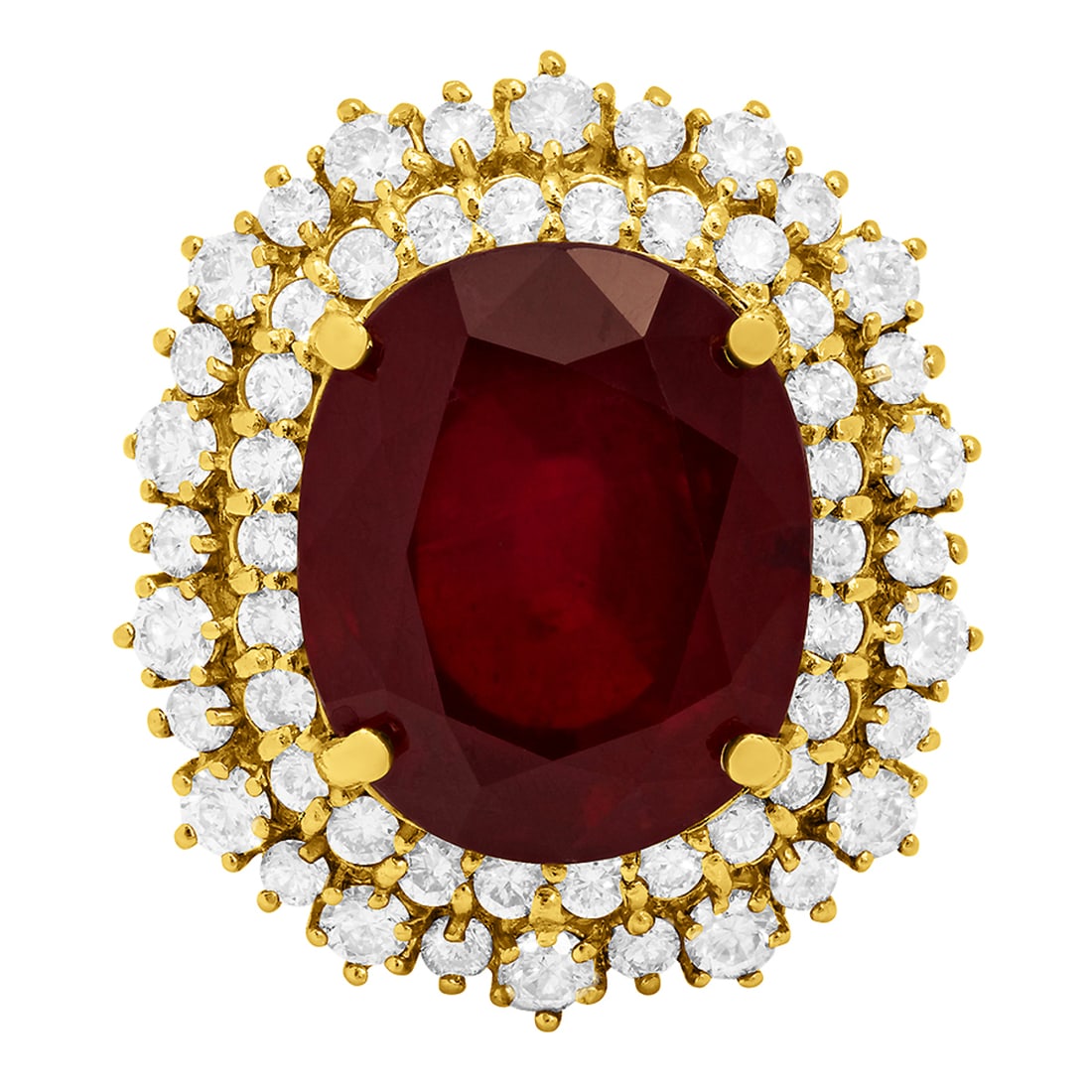 14k Yellow Gold 17.15ct Ruby 2.13ct Diamond Ring - 3