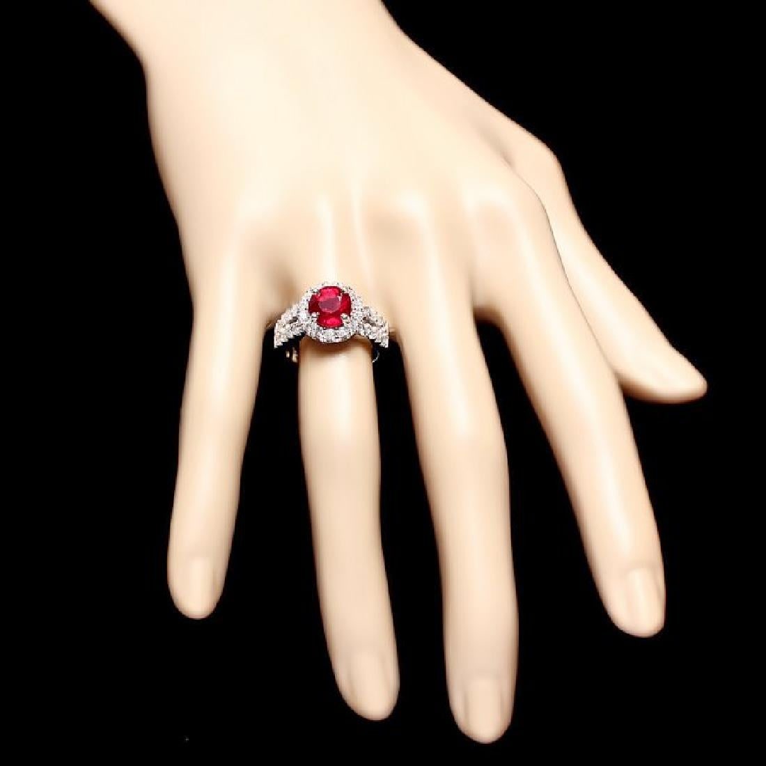14K White Gold 2.95ct Ruby and 1.20ct Diamond Ring - 4