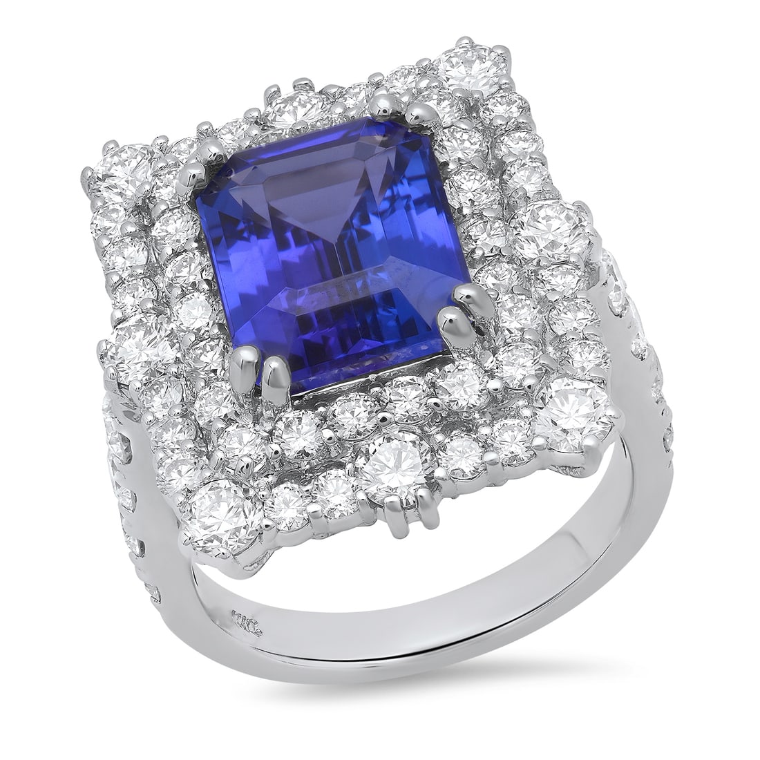 14K White Gold Setting with 5.55ct Tanzanite and 3.05ct Diamond Ladies Ring: Retail: $30,600.00 ****** 14K White Gold Setting with 5.55ct Tanzanite and 3.05ct Diamond Ladies Ring ****** Size: 7(we offer free resizing to winning bidders) / Metal: 14K White Gold / Total Item Wei