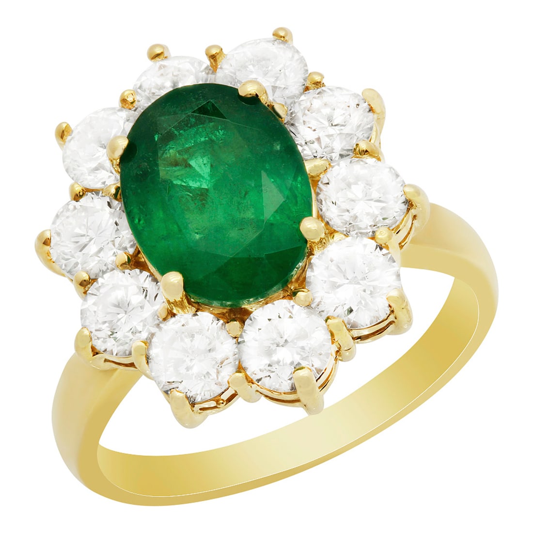 14k Yellow Gold 2.26ct Emerald 2.37ct Diamond Ring (1 of 4)