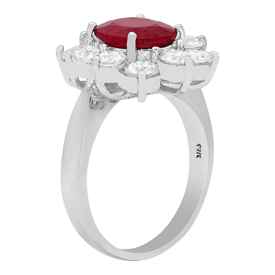 14k White Gold 2.86ct Ruby 2.18ct Diamond Ring - 2