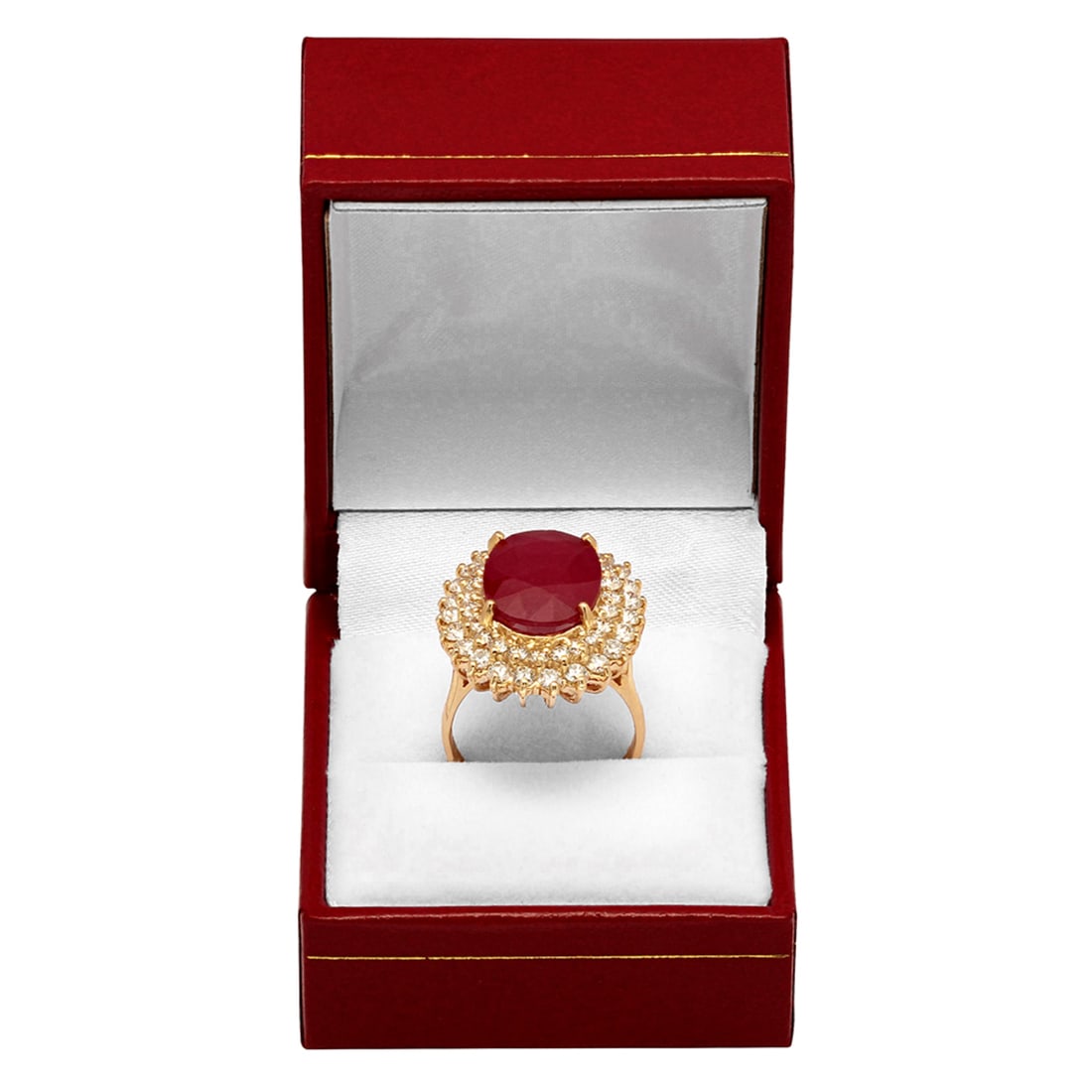 14k Yellow Gold 10.10ct Ruby 2.11ct Diamond Ring - 4