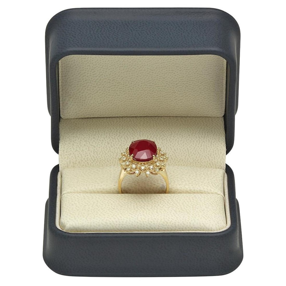 14K Yellow Gold 8.39ct Ruby and 0.53ct Diamond Ring - 4