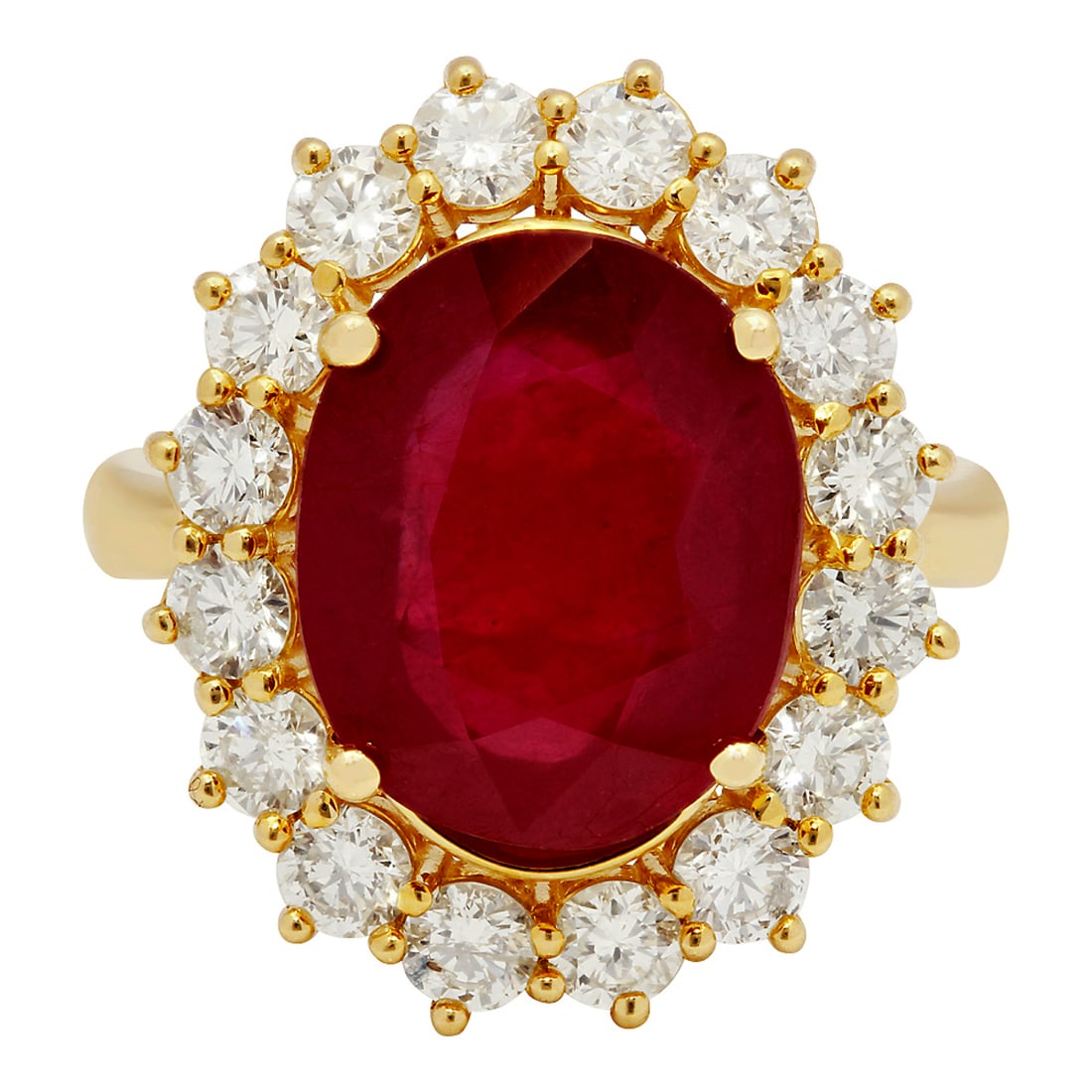 14k Yellow Gold 7.21ct Ruby 1.69ct Diamond Ring - 3
