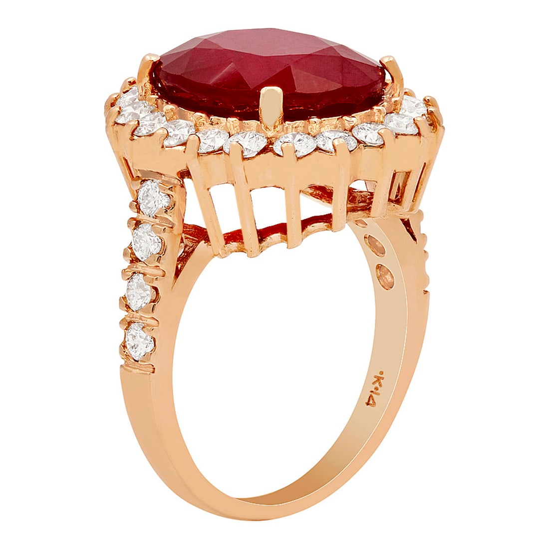 14k Rose Gold 9,89ct Ruby 1.39ct Diamond Ring - 2