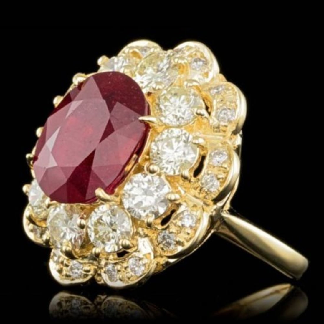 14K Yellow Gold 5.82ct Ruby and 2.82ct Diamond Ring - 2