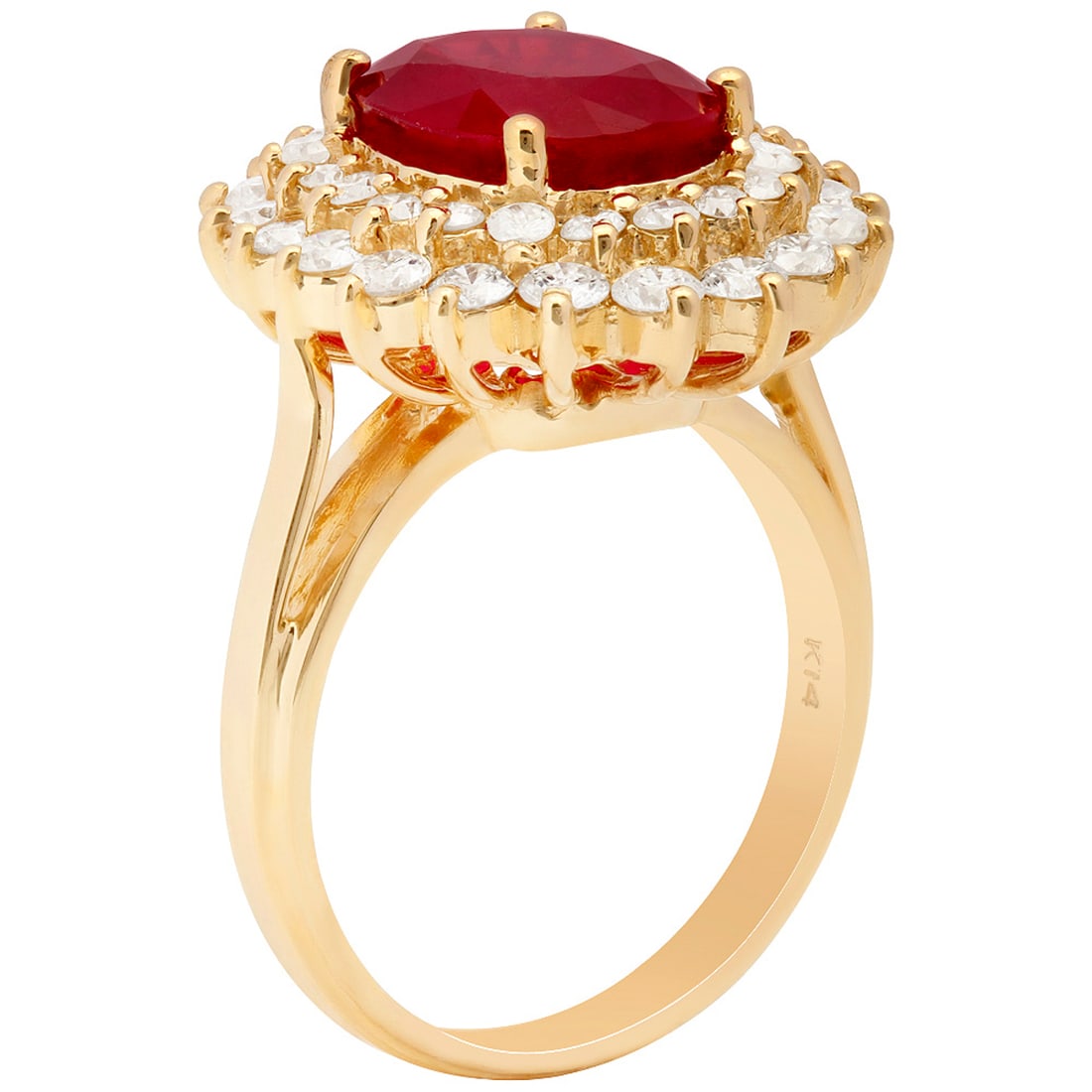 14k Yellow Gold 3.77ct Ruby 1.56ct Diamond Ring - 2