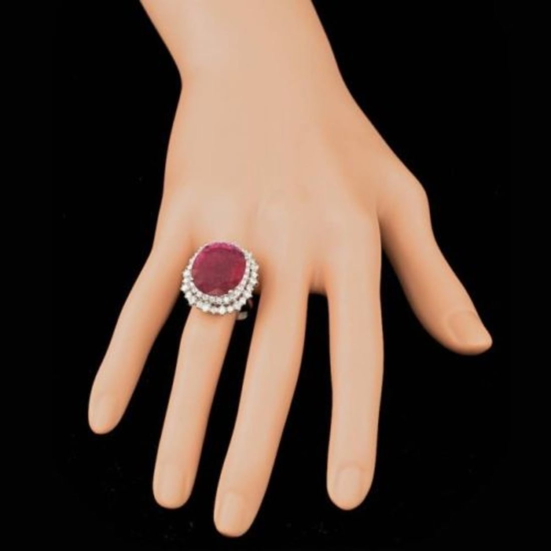 14K White Gold 10.69ct Ruby and 1.89ct Diamond Ring - 4