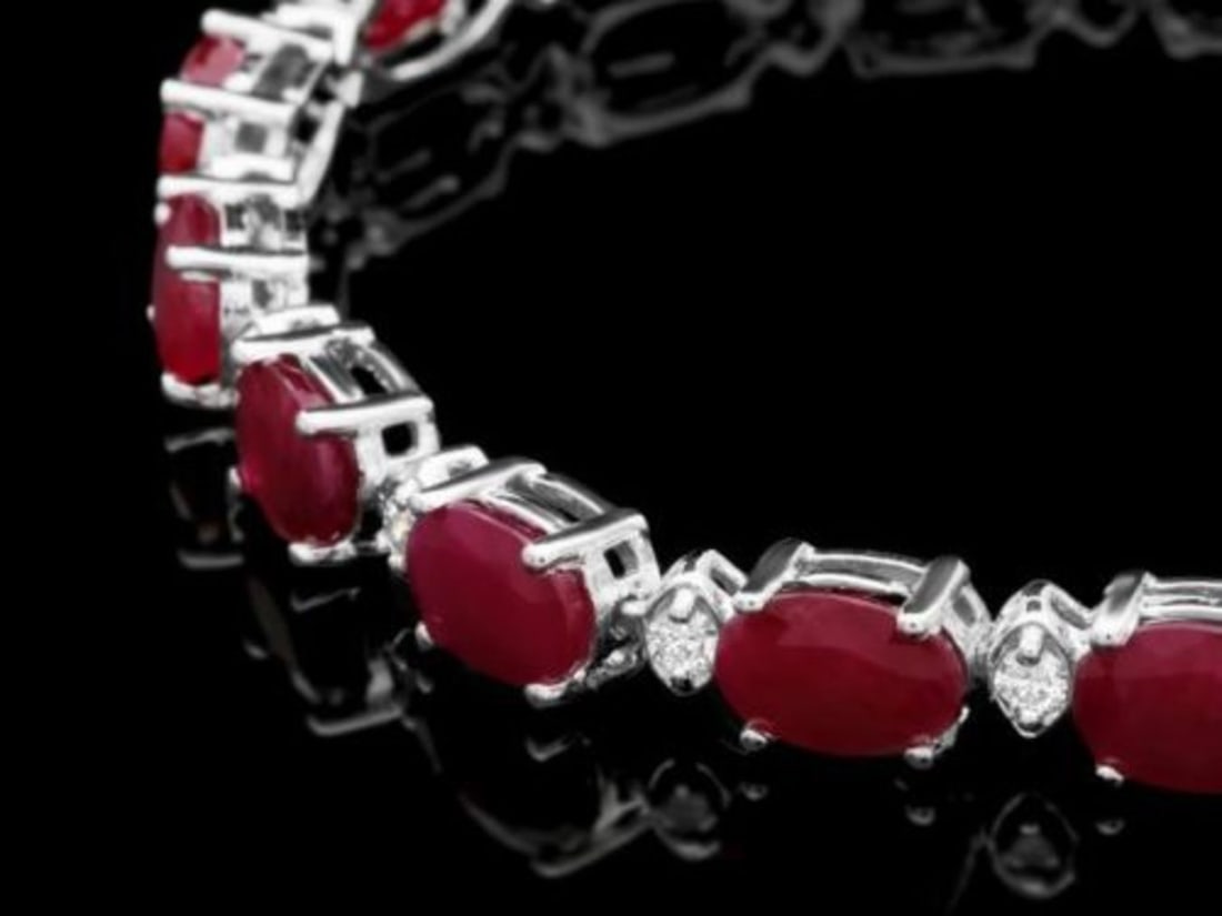 14K Gold 14.80ct Ruby 0.52ct Diamond Bracelet - 2