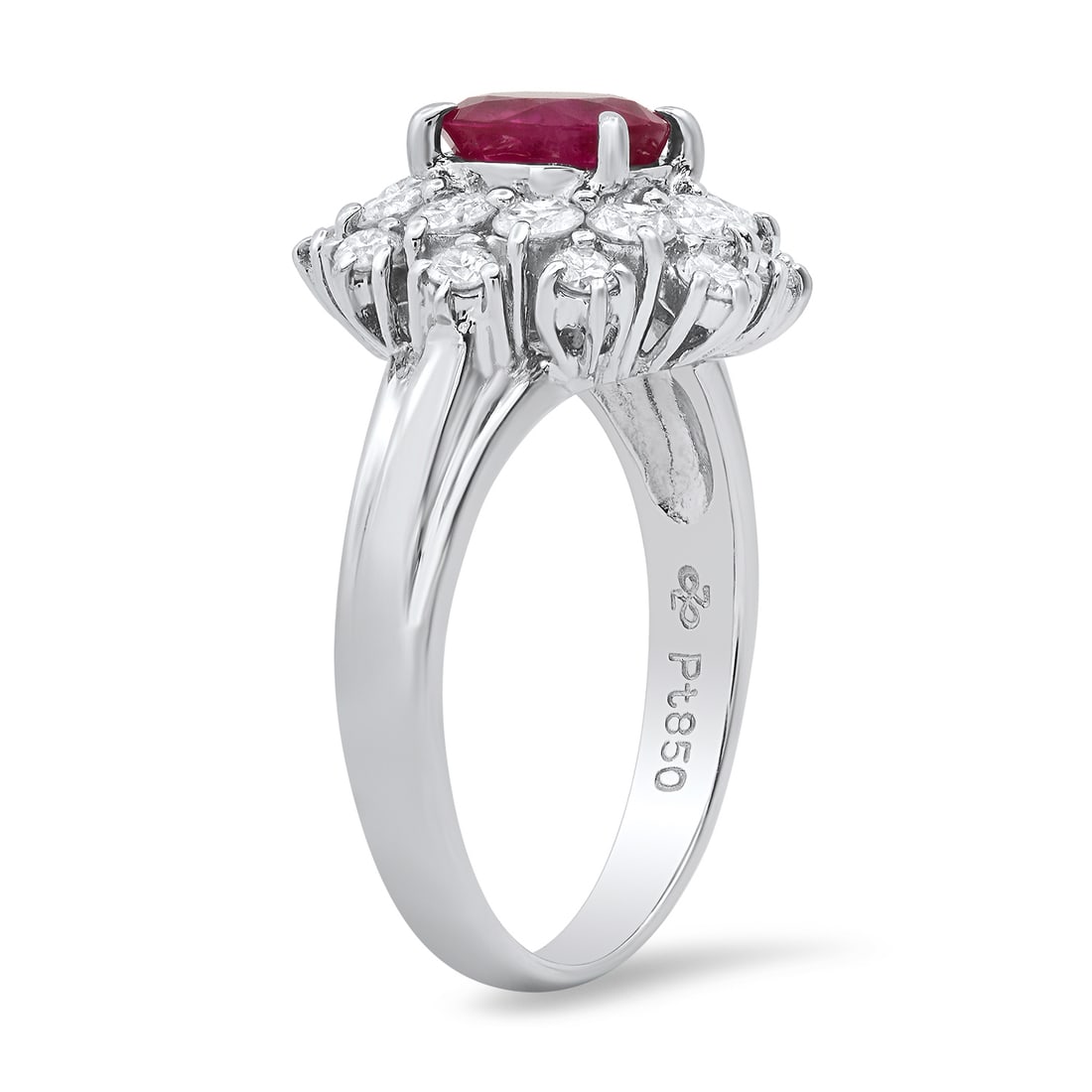 Platinum Setting with 1.01ct Ruby and 0.78ct Diamond Ladies Ring - 3