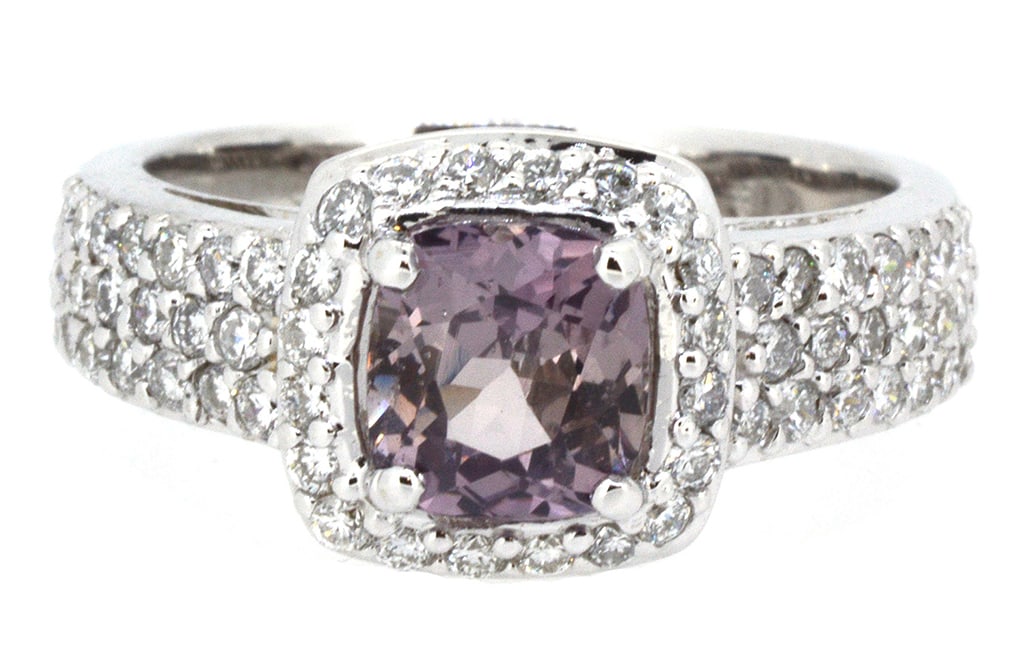 18K White Gold Ladies Ring with 1.75ct GIA Certified Sapphire and 0.73ct tw Adjacent Diamonds: Retail: $6,000.00 ****** 18K White Gold Ladies Ring with 1.75ct GIA Certified Sapphire and 0.73ct tw Adjacent Diamonds ****** Size: 6.5 / Metal: 18K White Gold / Total Item Weight: 7.1 Grams / Country