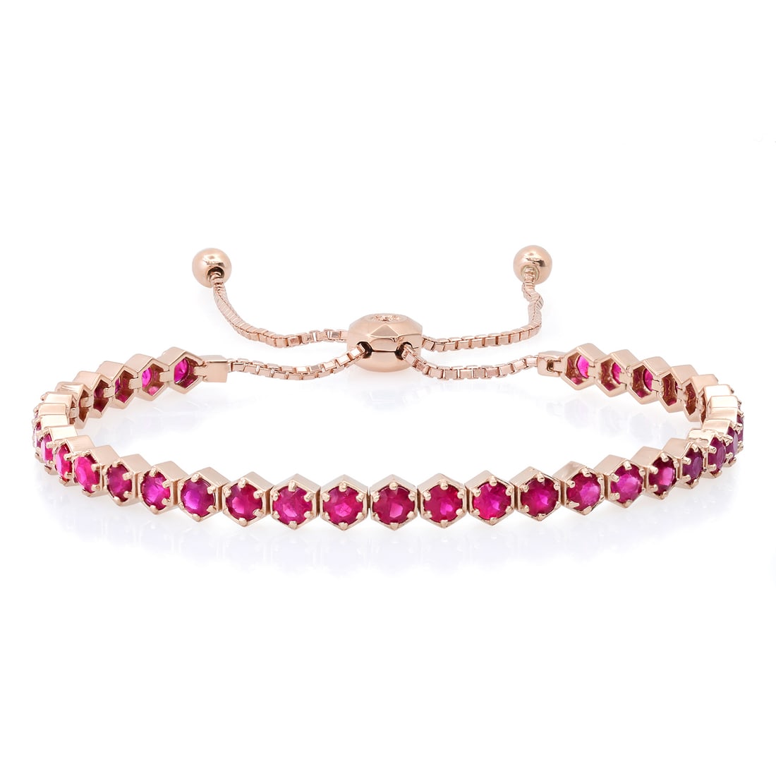 14K Rose Gold Setting with 4.91ct Ruby Bracelet: Retail: $9,347.00 ****** 14K Rose Gold Setting with 4.91ct Ruby Bracelet ****** Size: Adjustable / Metal: 14K Rose Gold / Total Item Weight: 9.4 Grams / Country Made: United States / / Main Stone: