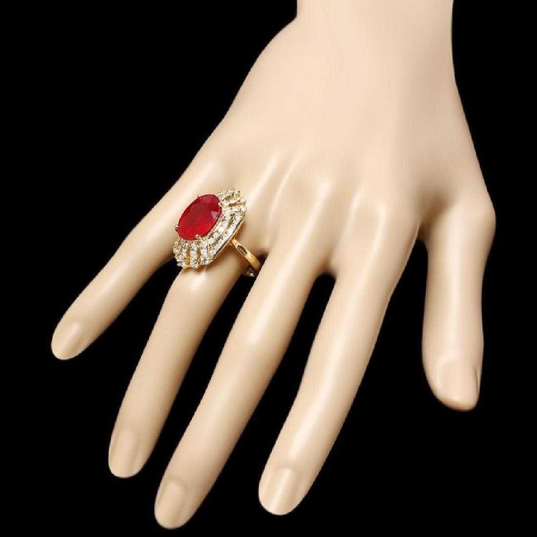 14K Yellow Gold 9.89ct Ruby and 1.93ct Diamond Ring - 3