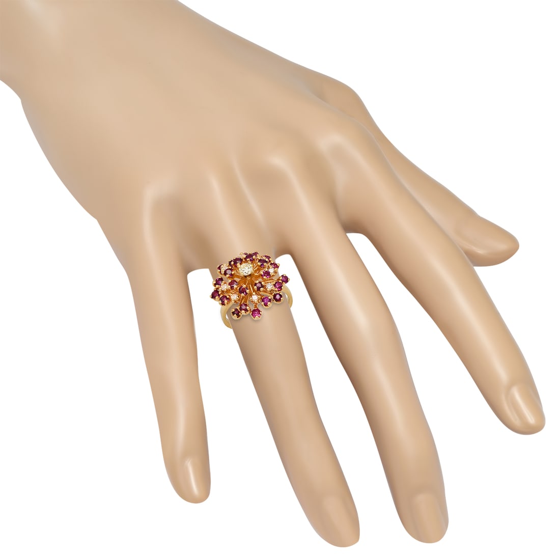 14K Yellow Gold Ruby and Diamond Ladies Ring - 3