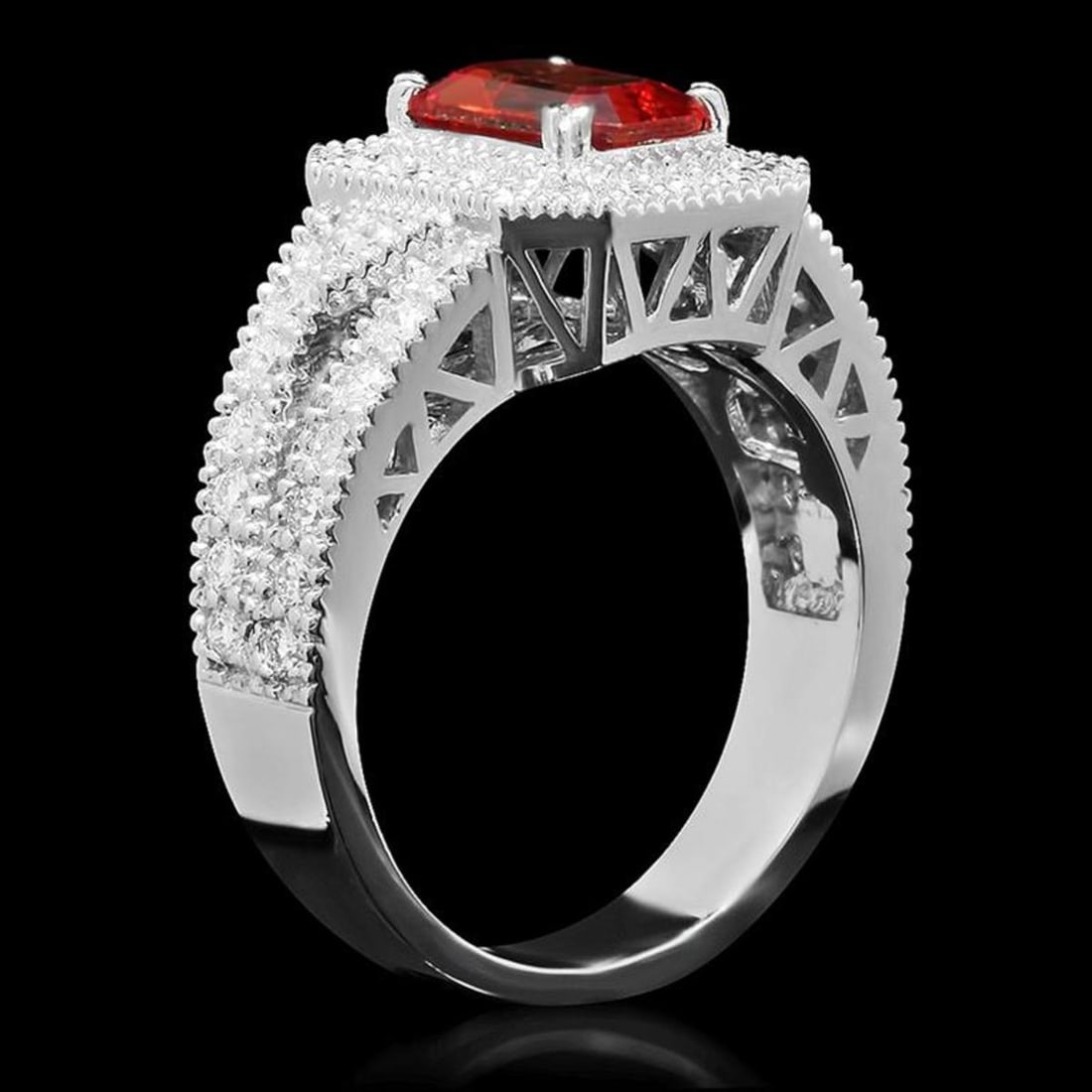 14K White Gold 1.53ct Ruby and 1.06ct Diamond Ring - 2