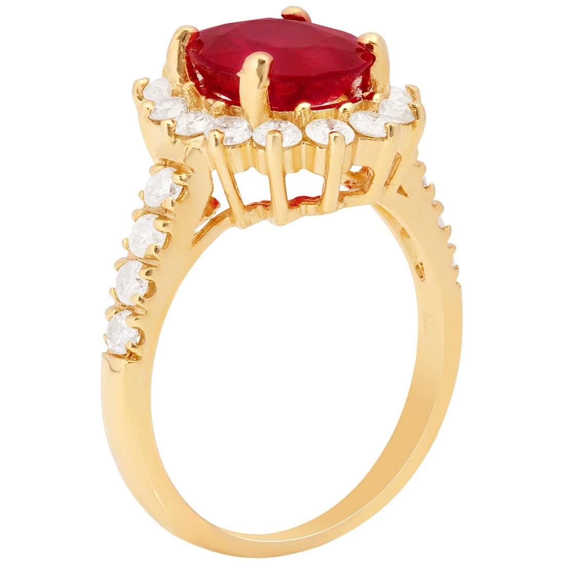 14k Yellow Gold 3.22ct Ruby 1.06ct Diamond Ring - 2