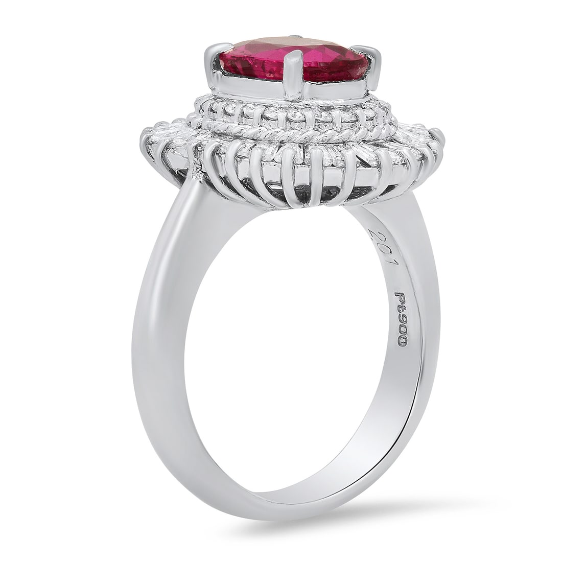 Platinum Setting with 2.01ct Ruby and 1.05ct Diamond Ladies Ring - 2