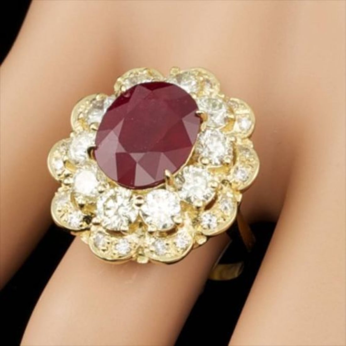14K Yellow Gold 5.82ct Ruby and 2.82ct Diamond Ring - 3