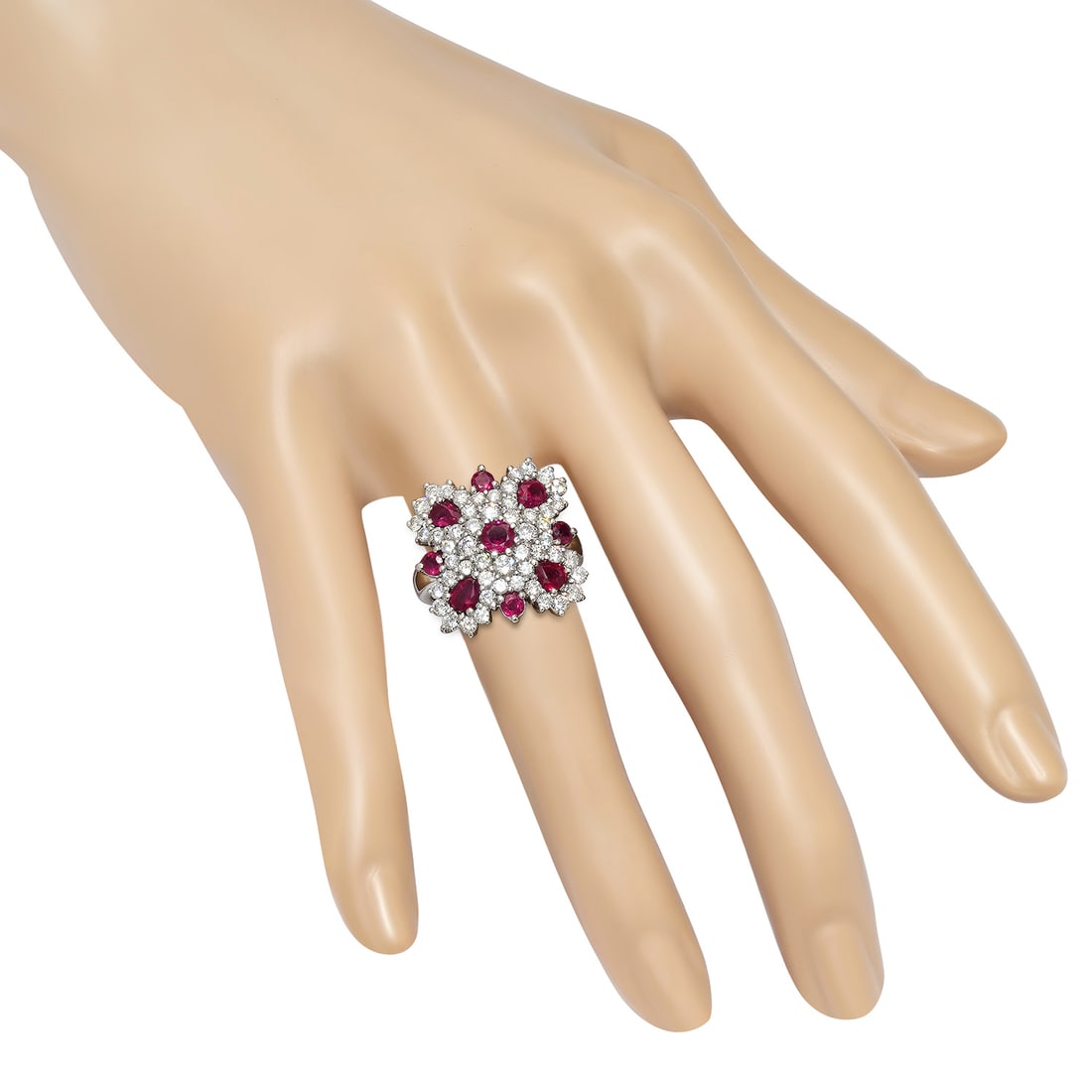 Platinum Setting with 2.23ct Ruby and 2.23ct Diamond Ladies Ring - 3