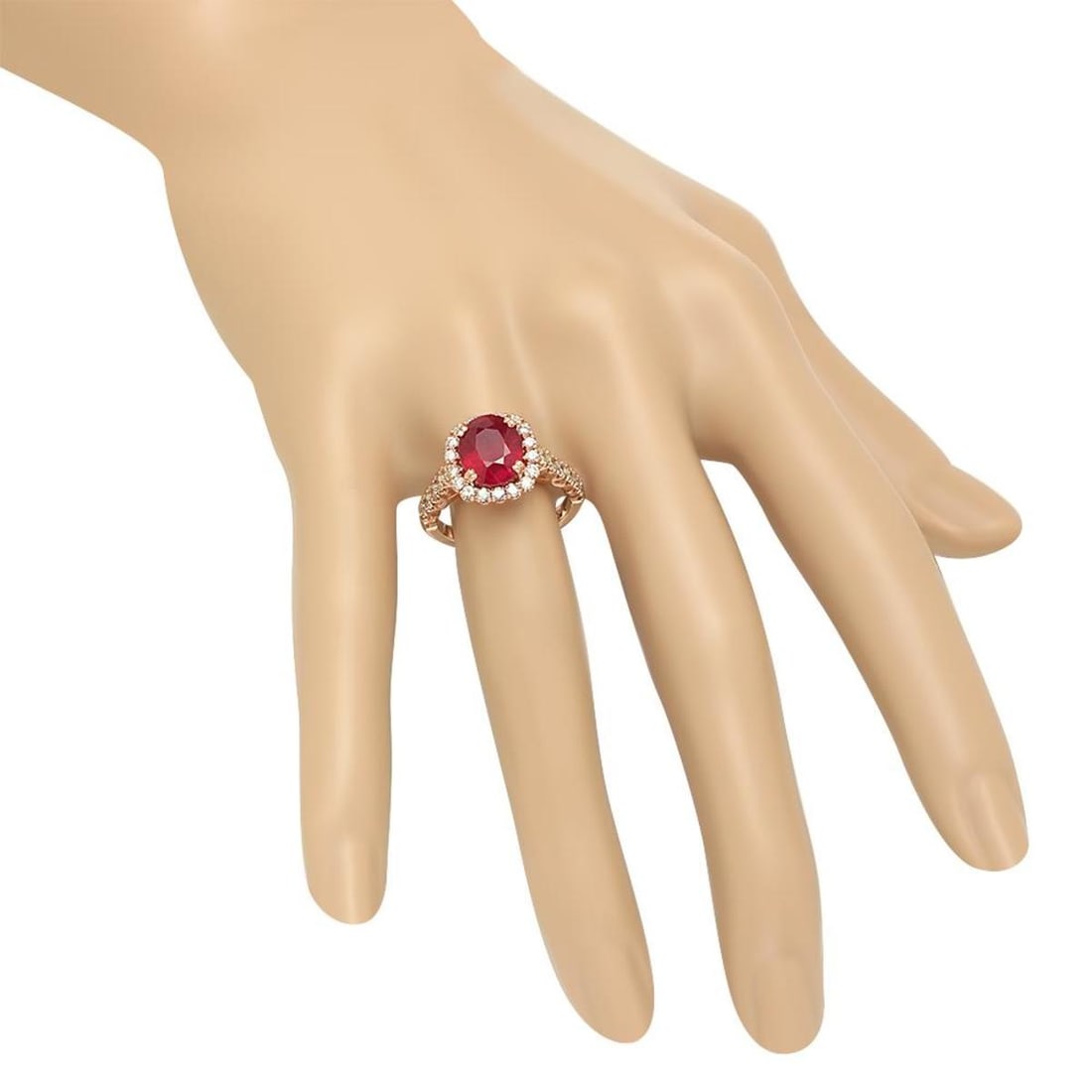 14K Rose Gold 4.59ct Ruby and 1.00ct Diamond Ring - 3