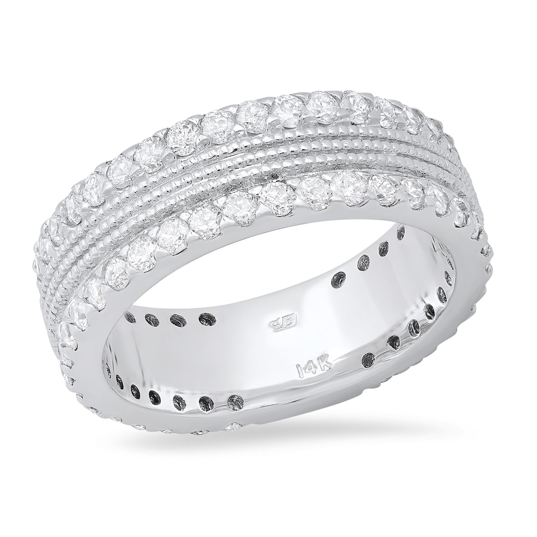 14K White Gold Setting with 1.65ct Diamond Ladies Band: Retail: $6,311.00 ****** 14K White Gold Setting with 1.65ct Diamond Ladies Band ****** Size: 7.25 / Metal: 14K White Gold / Total Item Weight: 8.6 Grams / Country Made: United States / / Main Stone: