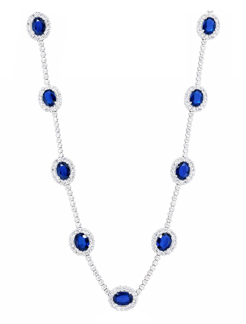 14K White Gold Ladies Necklace with 18.08tcw Sapphires and 7.53tcw Diamonds (1 of 4)