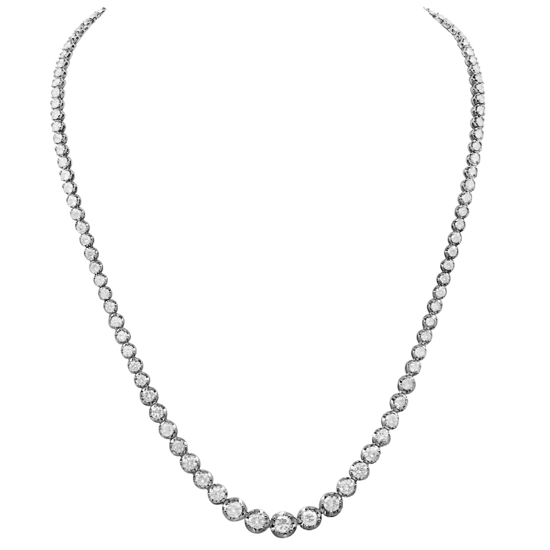 14k White Gold 11.24ct Diamond Necklace: Retail: $35,300.00 ****** 14k White Gold 11.24ct Diamond Necklace ****** Metal: 14K White Gold / Total Item Weight: 14.70 grams / Country Made: United States / / Main Stone: Diamond / Carat Total Weig