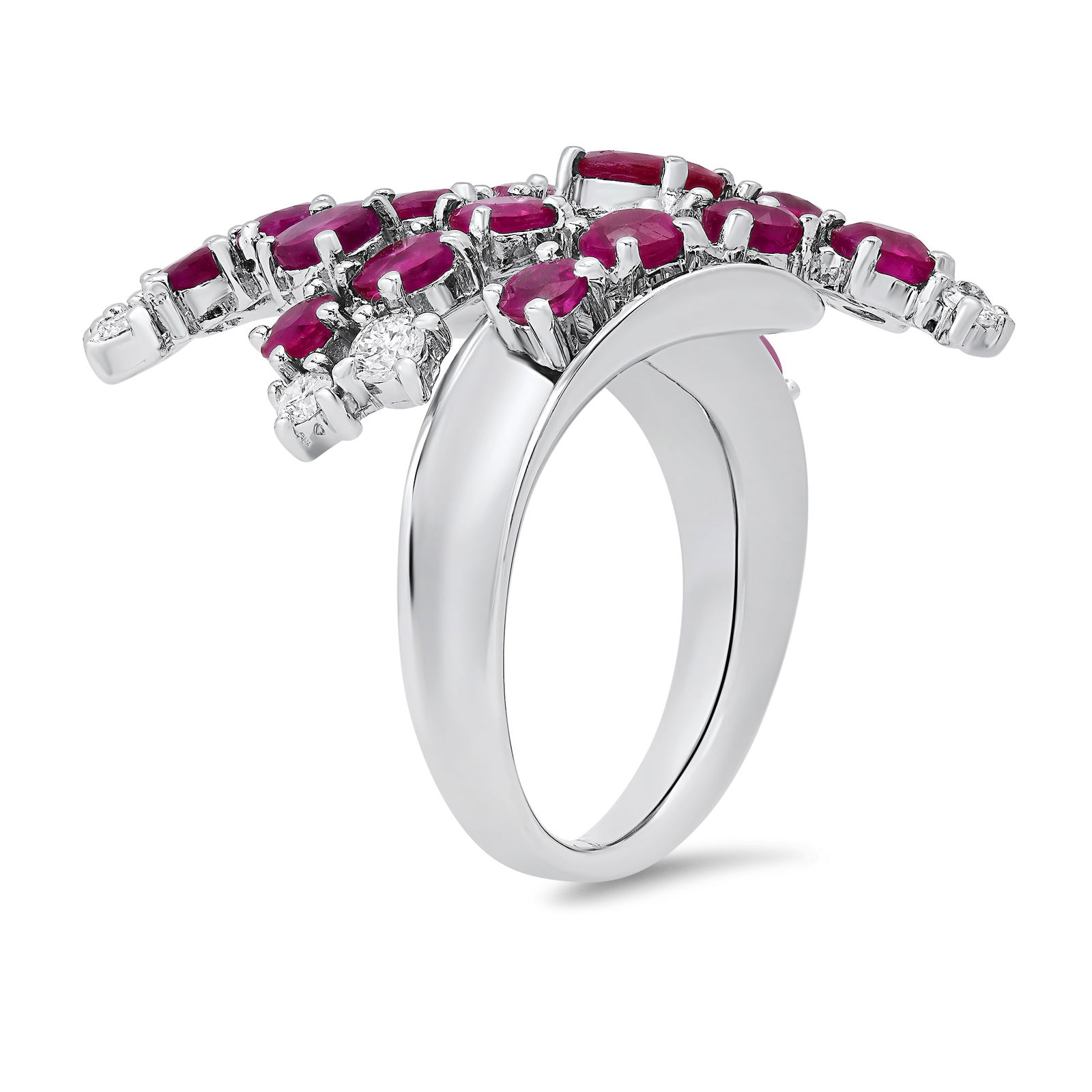 14K White Gold with 5.51ct Ruby and 0.59ct Diamond Ladies Ring - 2
