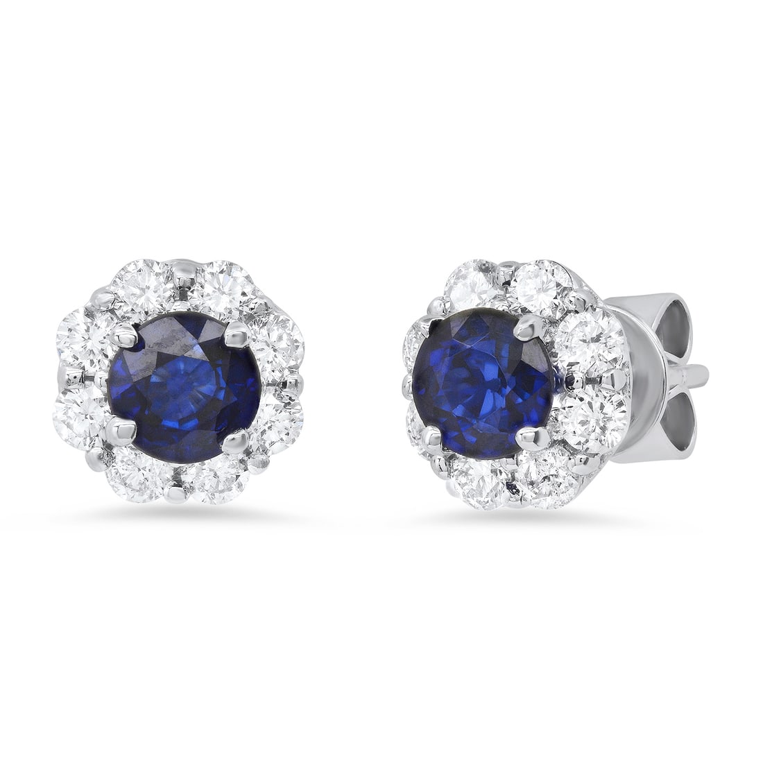 14K White Gold Setting with 1.01ct Sapphire and 0.68ct Diamond Earrings (1 of 3)