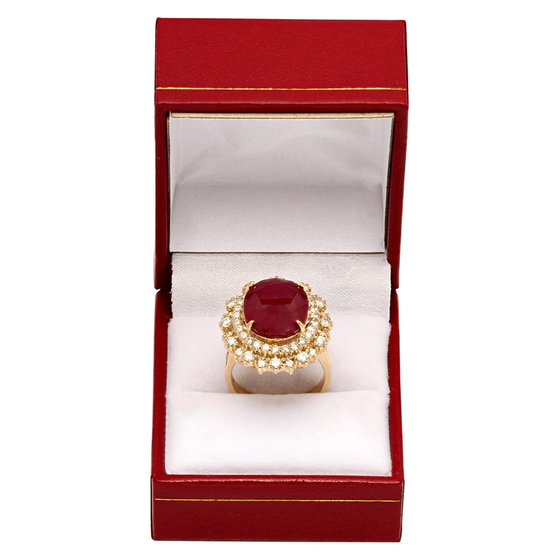 14k Yellow Gold 12.57ct Ruby 1.62ct Diamond Ring - 4