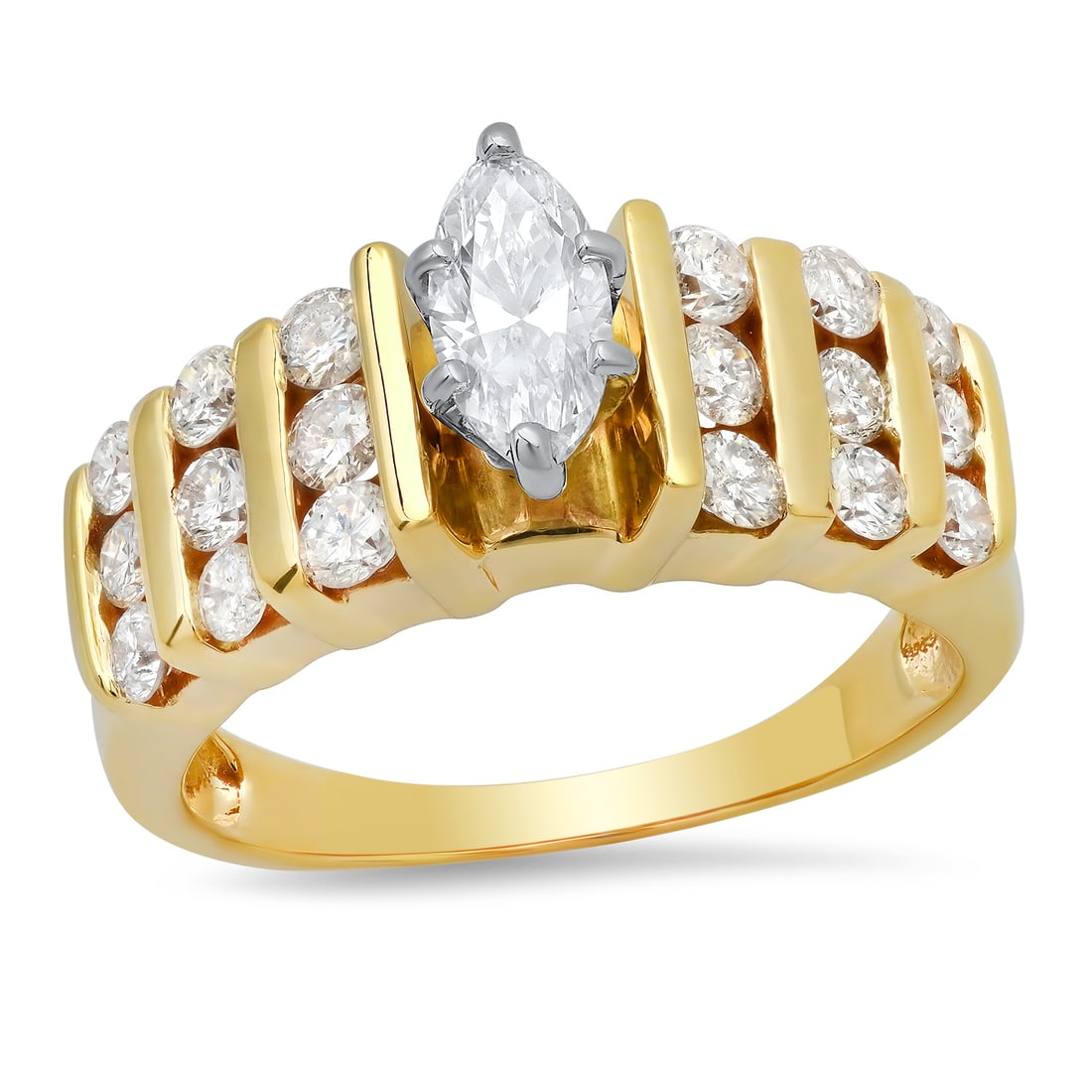 14K Yellow Gold Setting with 0.40ct Center Diamond and 1.12tcw Diamond Ladies Ring: Retail: $5,760.00 ****** 14K Yellow Gold Setting with 0.40ct Center Diamond and 1.12tcw Diamond Ladies Ring ****** Size: 6 / Metal: 14K Yellow Gold / Total Item Weight: 6.0 Grams / Country Made: