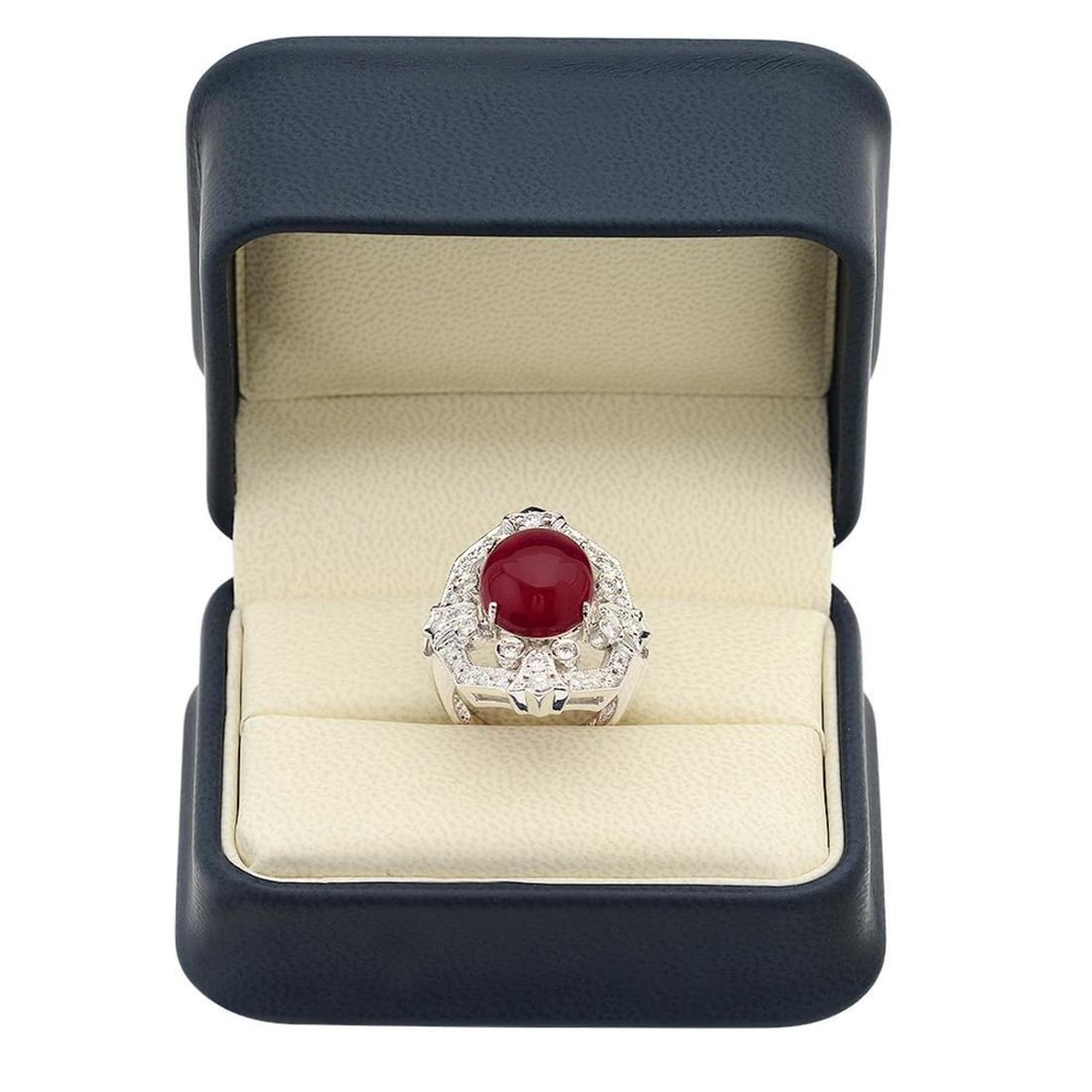 14K White Gold 14.68ct Ruby and 1.10ct Diamond Ring - 4