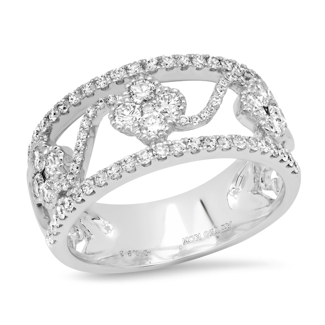 18K White Gold Setting with 0.93ct Diamond Ladies Band: Retail: $4,130.00 ****** 18K White Gold Setting with 0.93ct Diamond Ladies Band ****** Size: 6.75 / Metal: 18K White Gold / Total Item Weight: 5.2 Grams / Country Made: United States / / Main Stone: