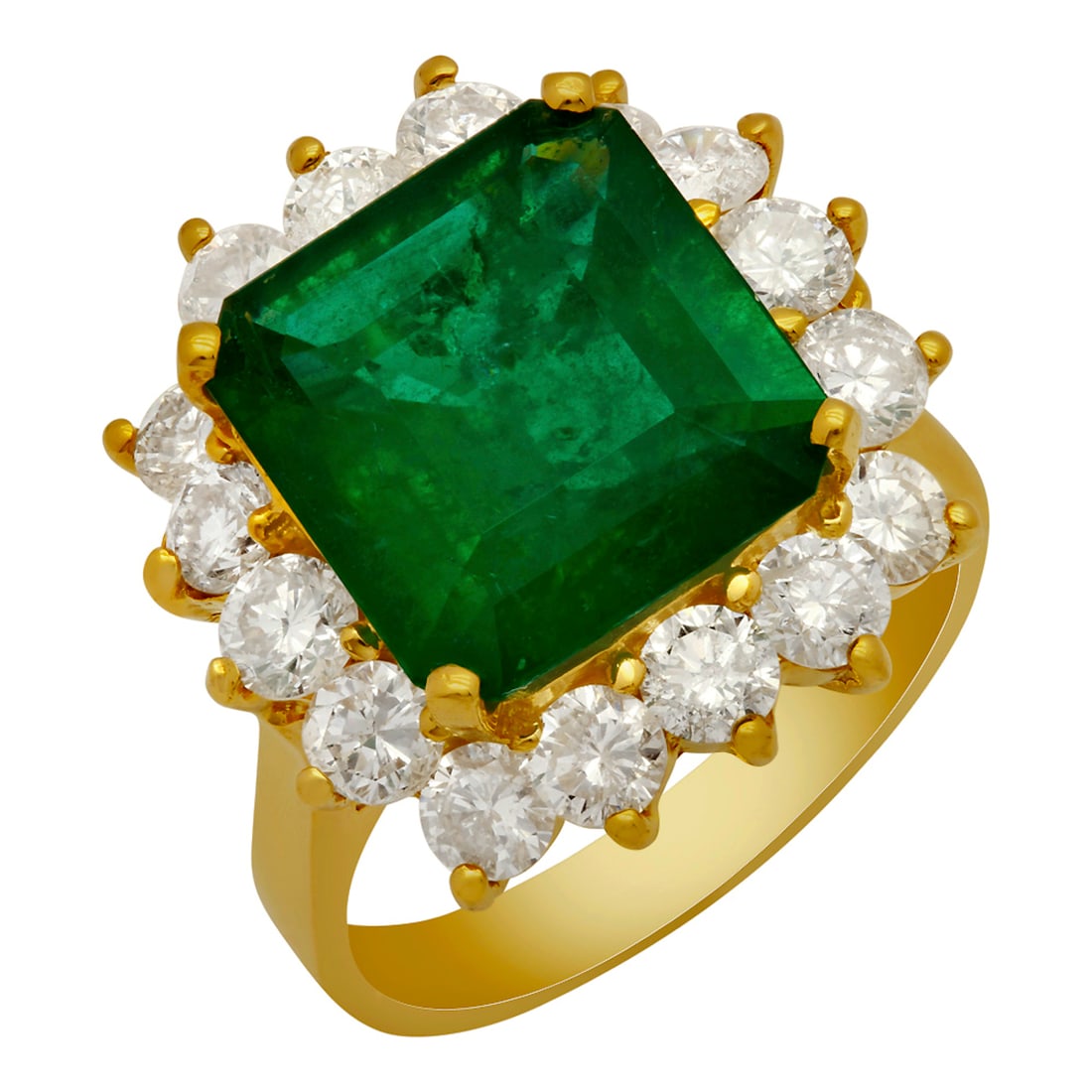 14k Yellow Gold 5.09ct Emerald 2.21ct Diamond Ring: Retail: $27,725.00 ****** 14k Yellow Gold 5.09ct Emerald 2.21ct Diamond Ring ****** Metal: 14K Yellow Gold / Total Item Weight: 8.60 grams / Country Made: United States / / Main Stone: Emerald / Color