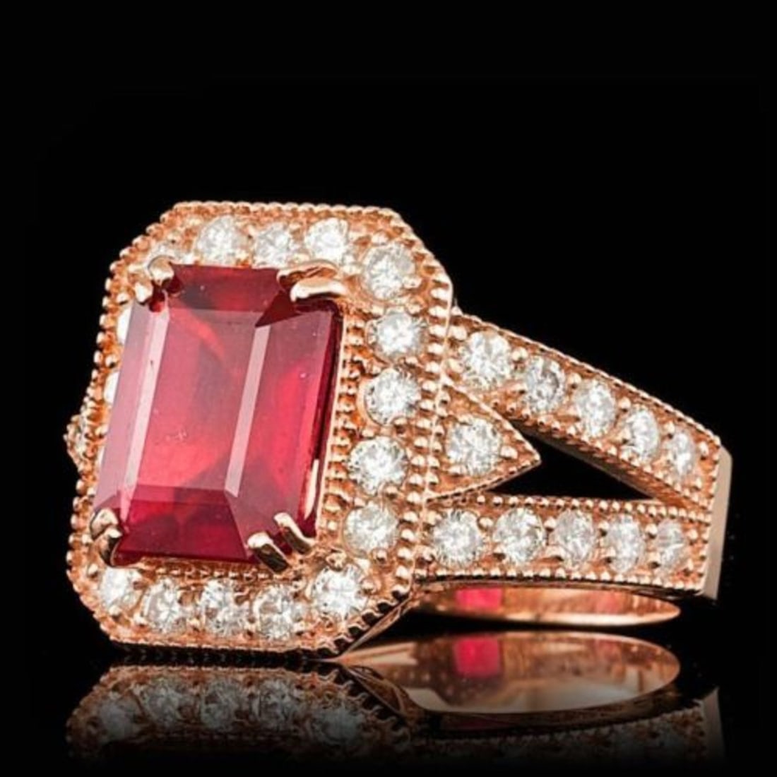 14K Rose Gold 4.17ct Ruby and 1.32ct Diamond Ring - 2