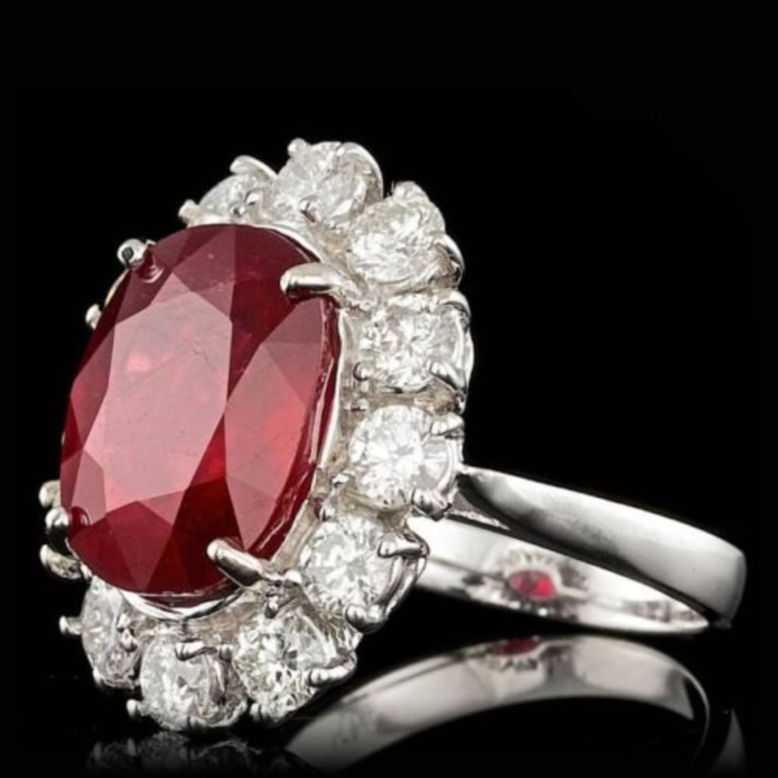 14K White Gold 11.12ct Ruby and 2.13ct Diamond Ring - 2