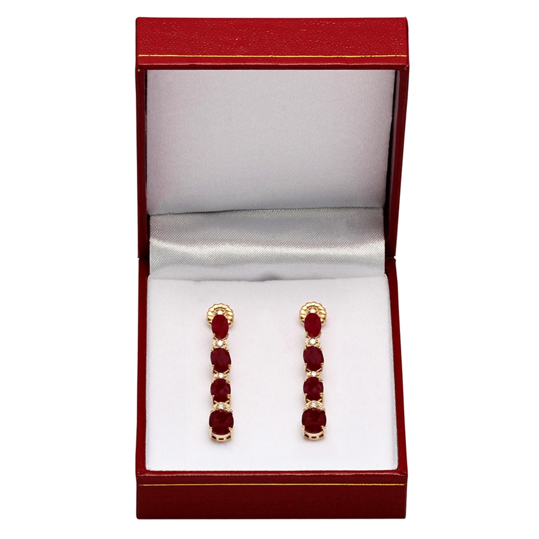 14k Yellow Gold 8.64ct Ruby 0.26ct Diamond Earrings - 3