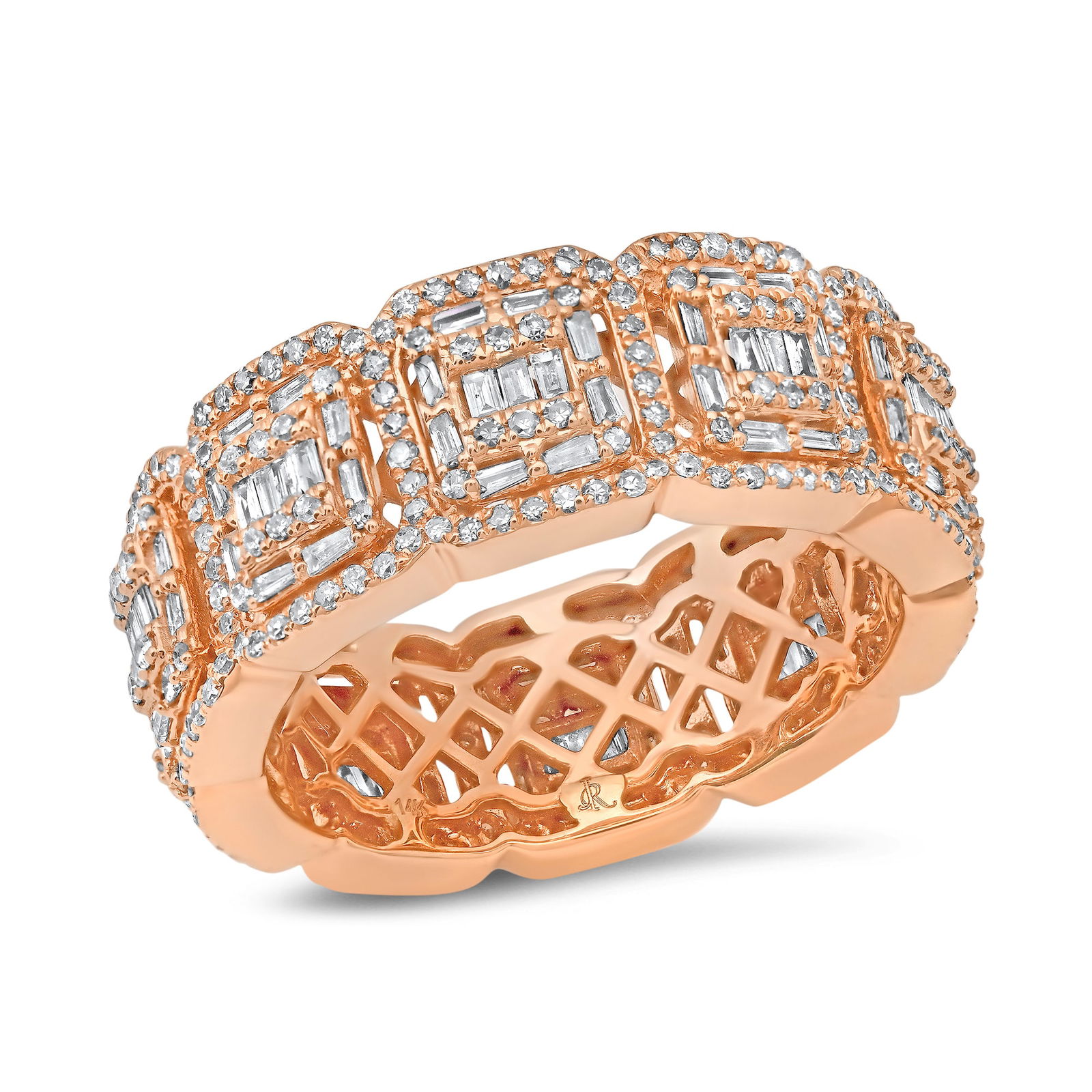 14K Rose Gold Setting with 3.00ct Diamond Unisex Eternity Band: Retail: $14,120.00 ****** 14K Rose Gold Setting with 3.00ct Diamond Unisex Eternity Band ****** Size: 10 / Metal: 14K Rose Gold / Total Item Weight: 9.9 Grams / Country Made: United States / / Main
