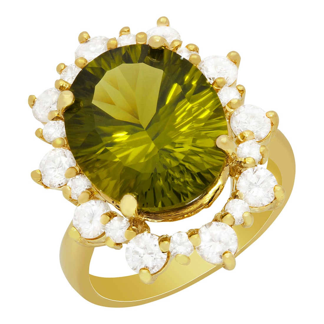 14k Yellow Gold 8.97ct Peridot 1.70ct Diamond Ring (1 of 5)