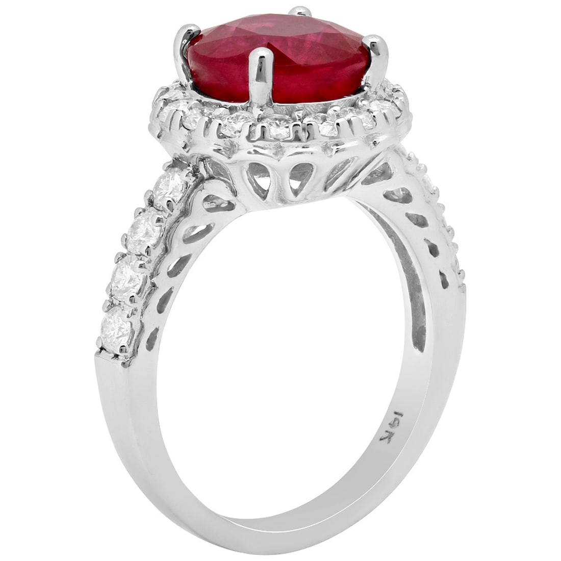 14k White Gold 4.48ct Ruby 0.87ct Diamond Ring - 2