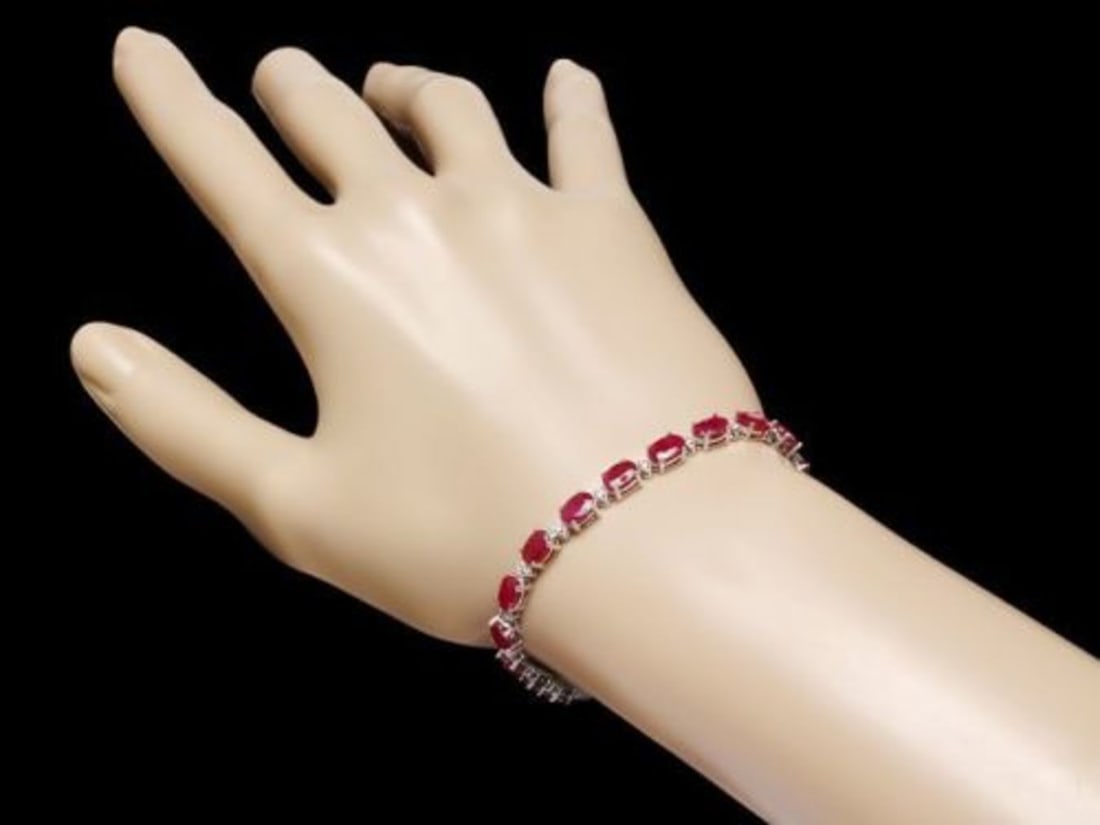 14K Gold 14.80ct Ruby 0.52ct Diamond Bracelet - 4
