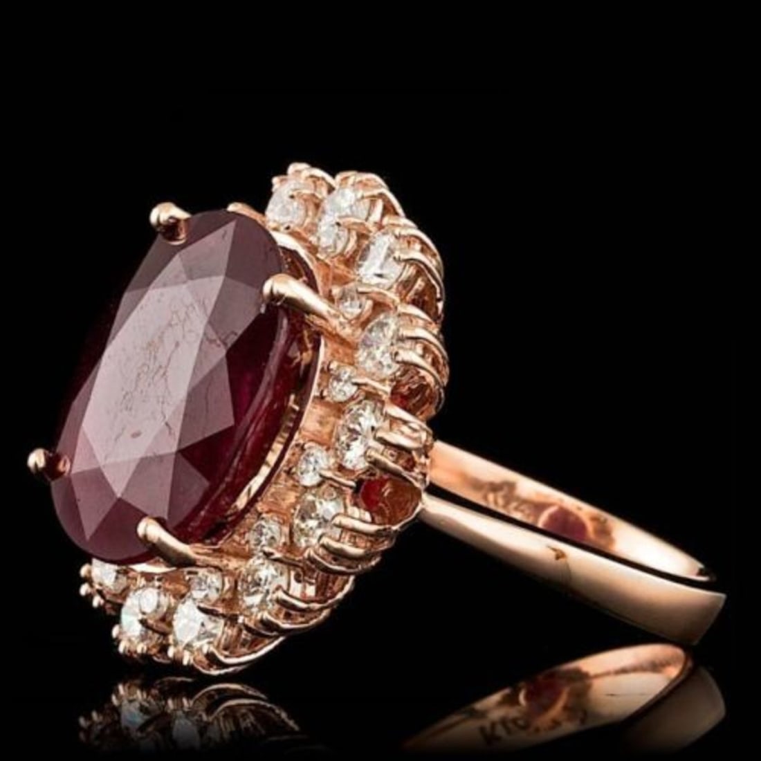 14K Rose Gold 10.17ct Ruby and 1.50ct Diamond Ring - 2