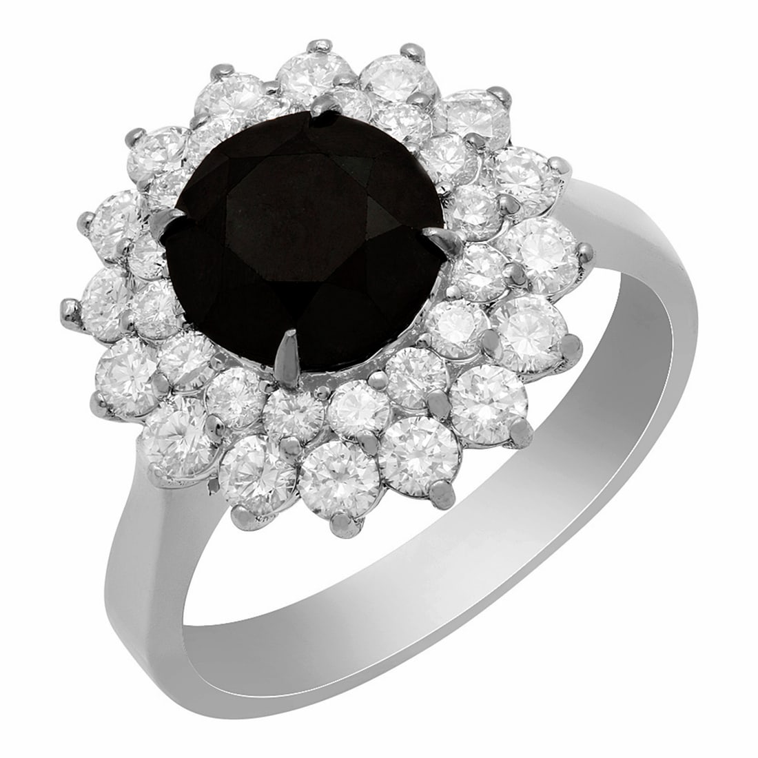 14k White Gold 1.87ct & 1.02ct Diamond Ring: Retail: $7,125.00 ****** 14k White Gold 1.87ct & 1.02ct Diamond Ring ****** Metal: 14K White Gold / Total Item Weight: 5.00 grams / Country Made: United States / / Main Stone: Diamond / Color: Black